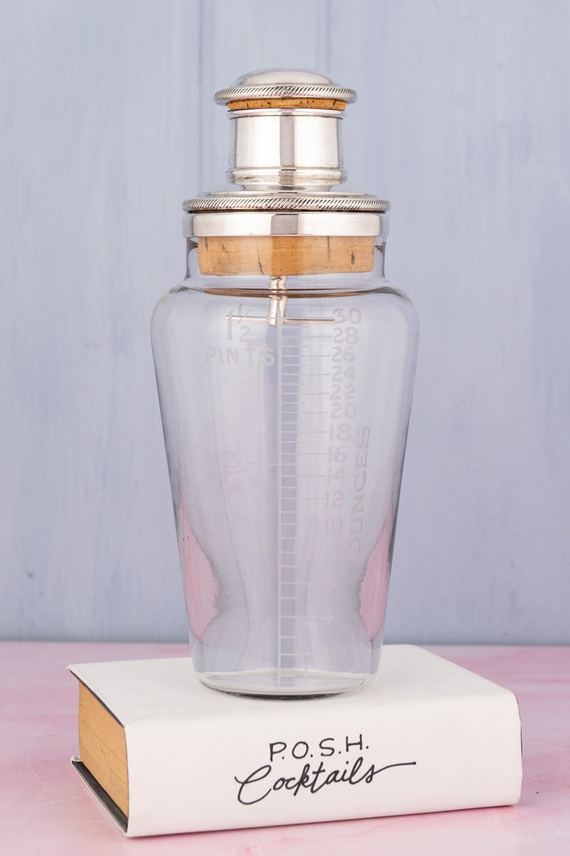 Antique Silverplate & Glass Measuring Shaker, image 1 of 9