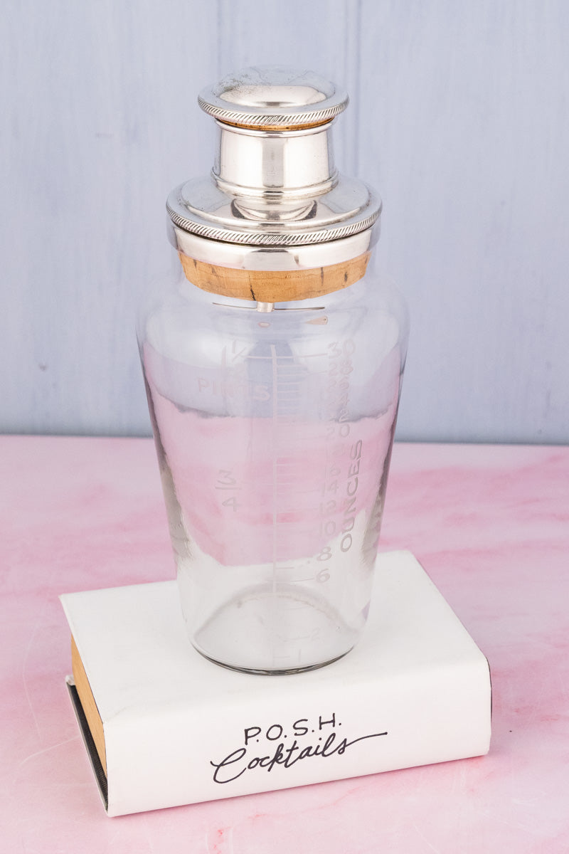 Antique Silverplate & Glass Measuring Shaker, image 3 of 9