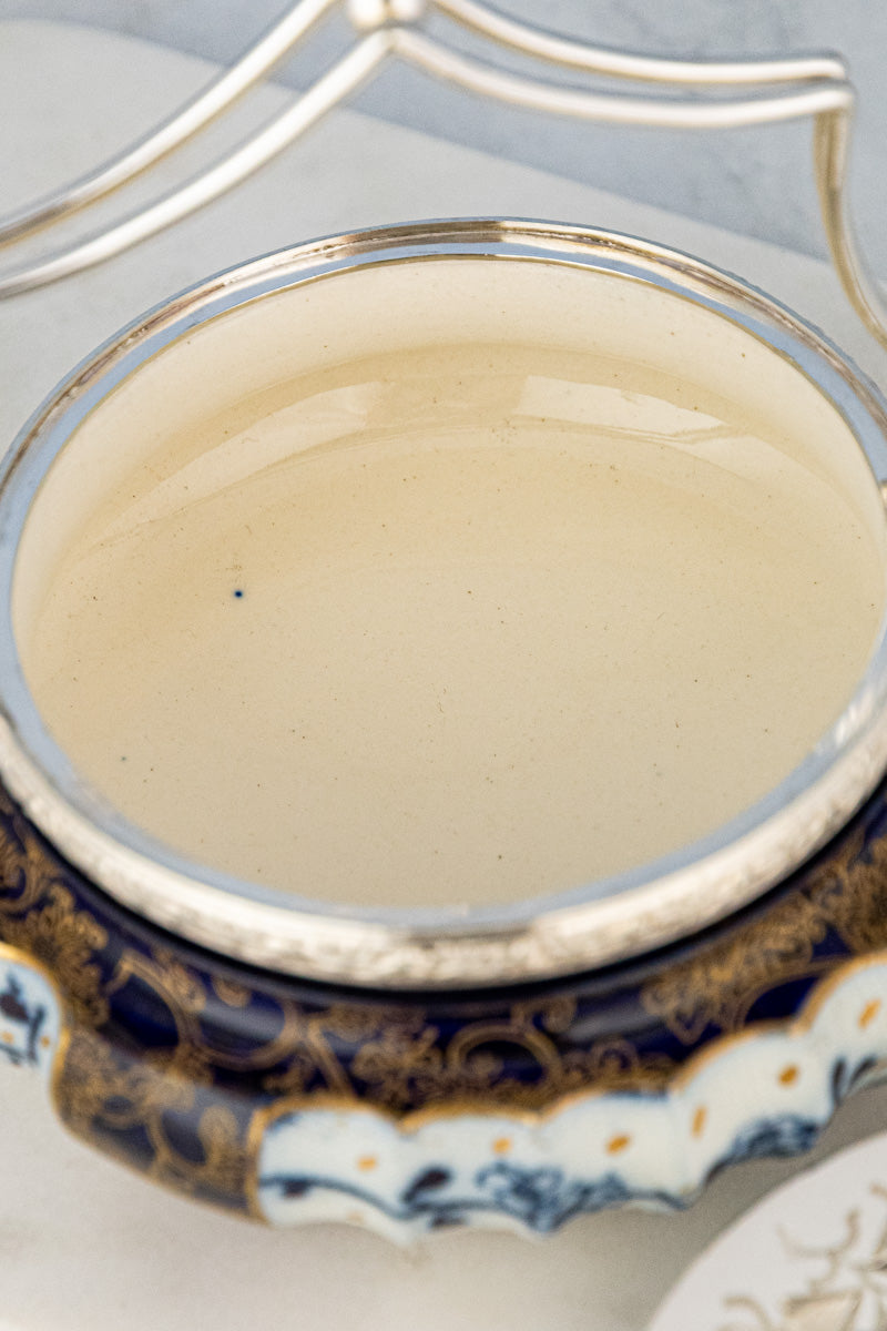 Antique Silverplate & Porcelain Demi Biscuit Barrel, image 12 of 18