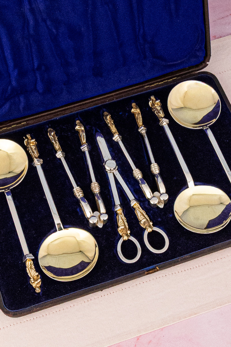 Antique Silverplate Apostle Dessert Service, image 3 of 14