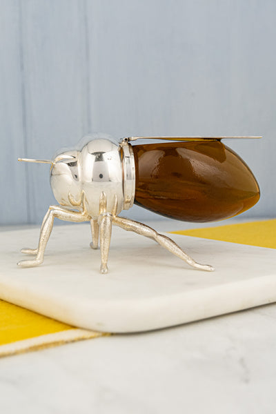 Antique Silverplate Bee Honey Pot