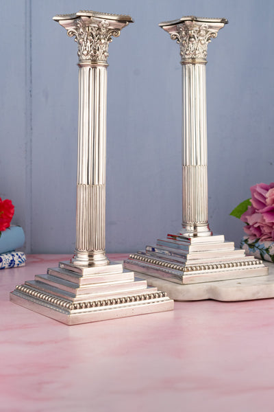 Antique Silverplate Candlesticks - Set of 2