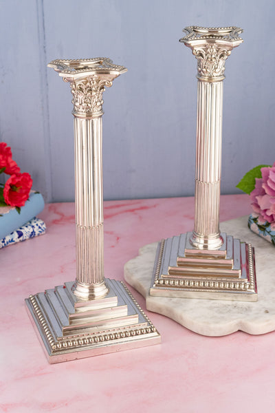 Antique Silverplate Candlesticks - Set of 2