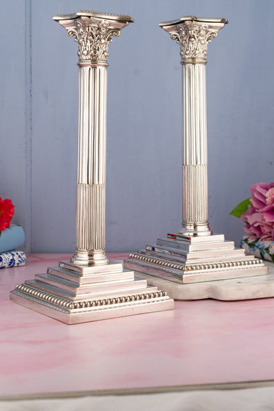 Antique Silverplate Candlesticks - Set of 2