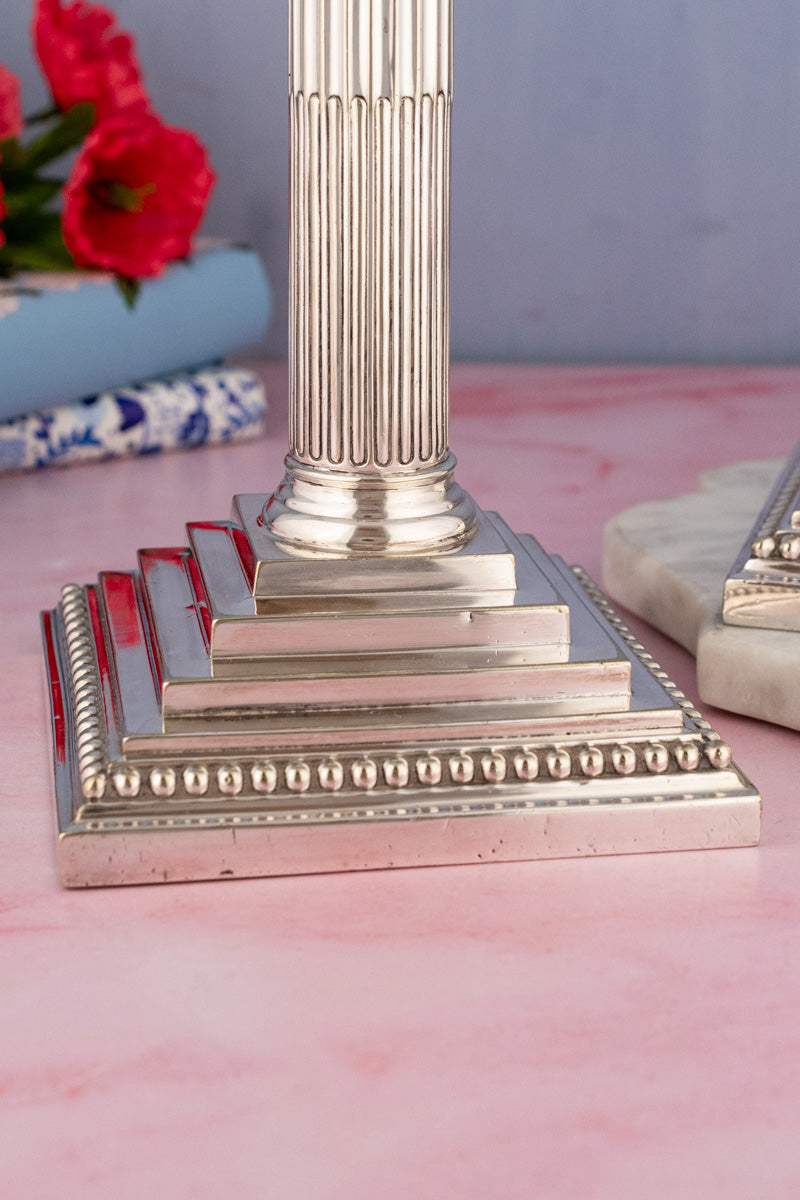 Antique Silverplate Candlesticks - Set of 2