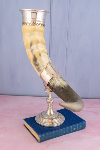Antique Silverplate Grand Horn Vase
