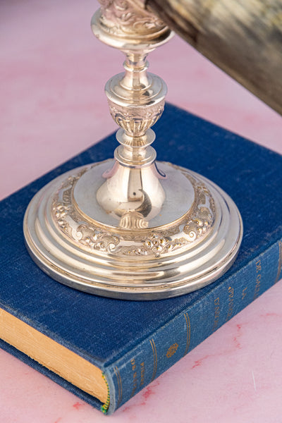 Antique Silverplate Grand Horn Vase