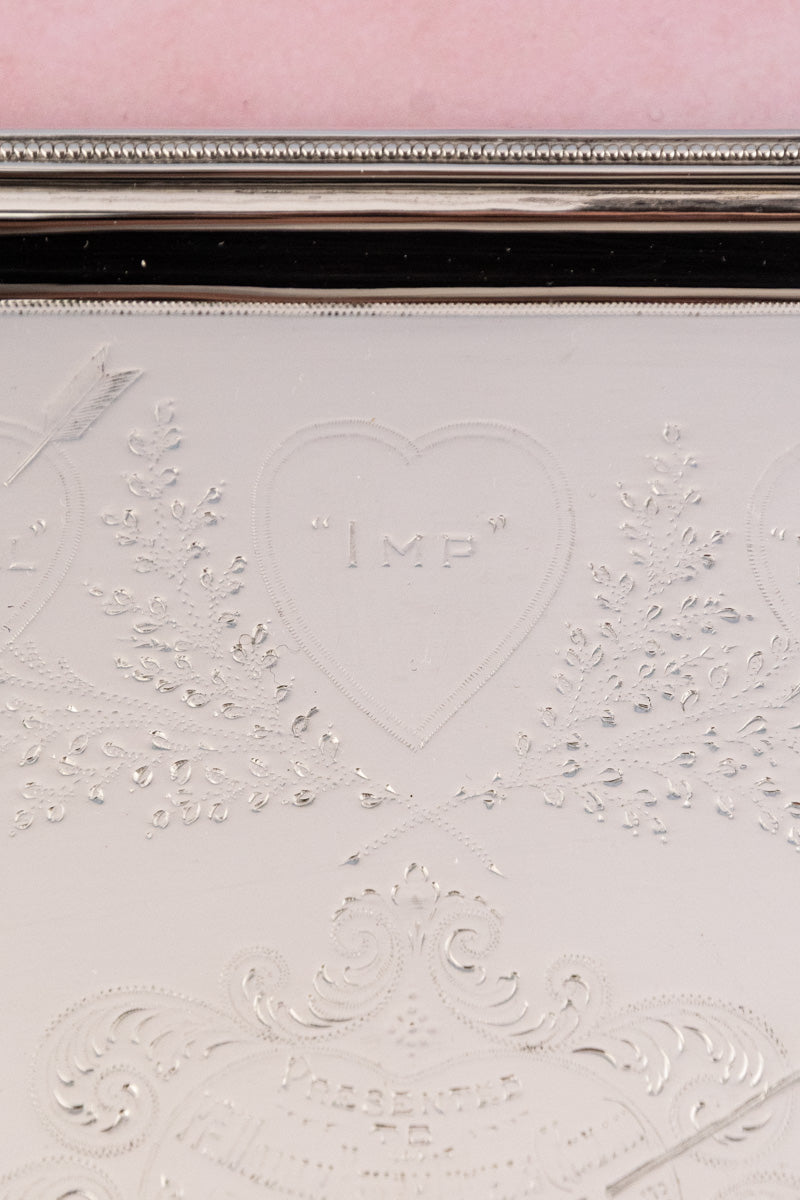 1911 Silverplate Marriage Heart Tray