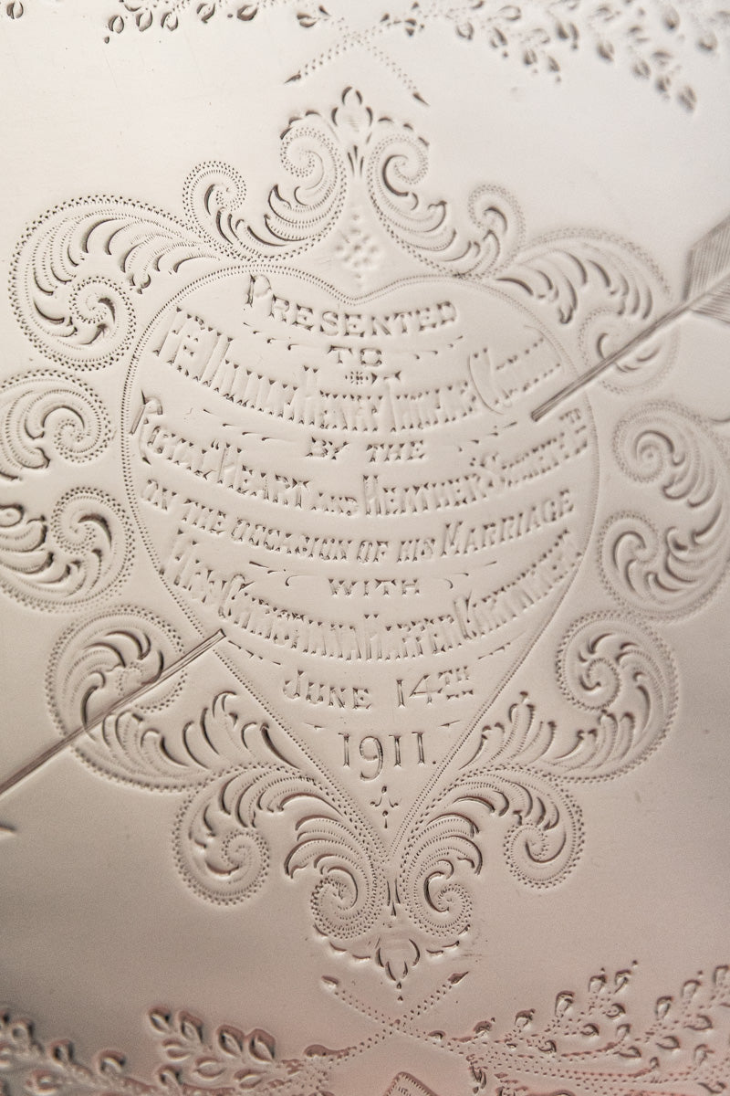 1911 Silverplate Marriage Heart Tray