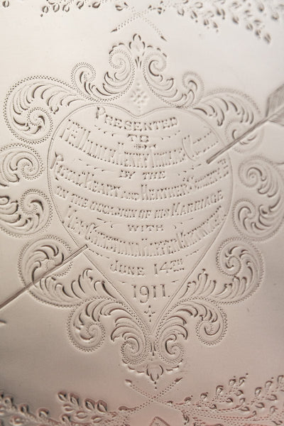 1911 Silverplate Marriage Heart Tray