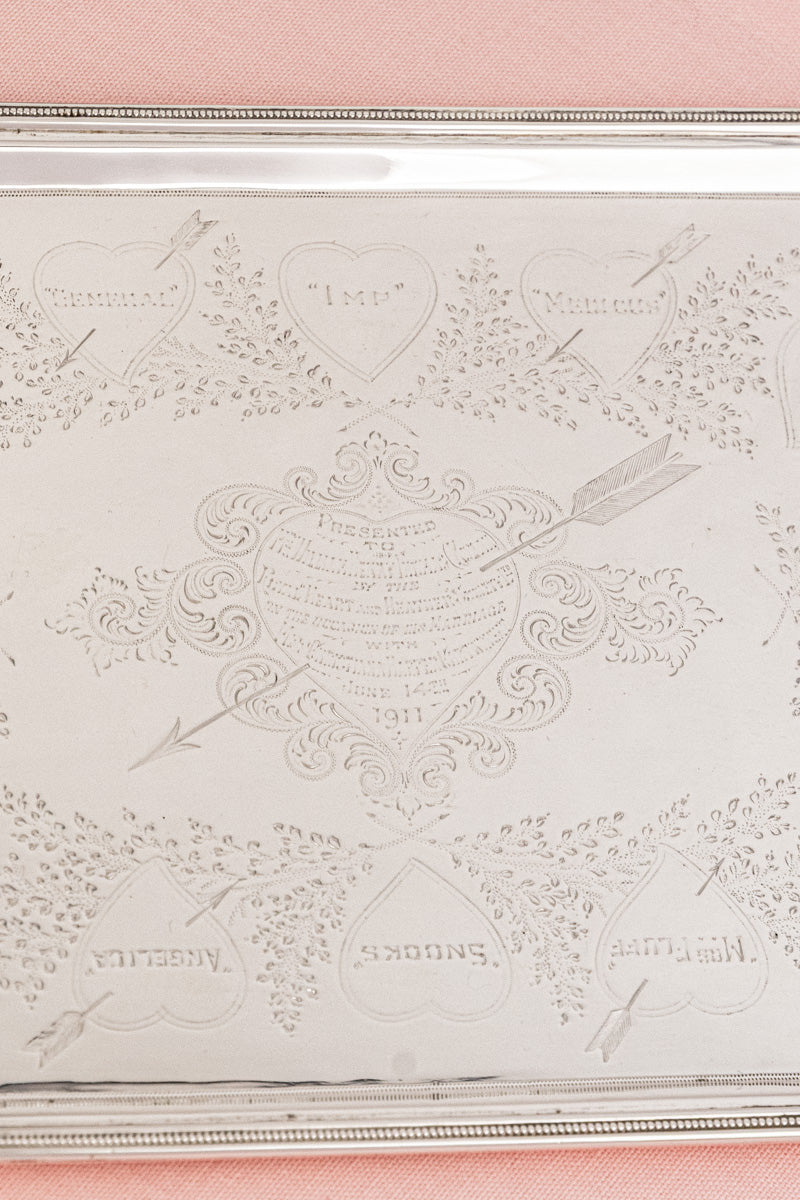 1911 Silverplate Marriage Heart Tray