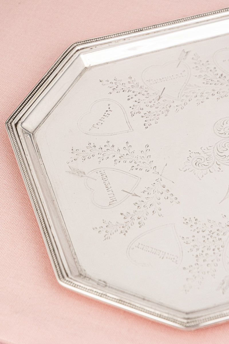 1911 Silverplate Marriage Heart Tray