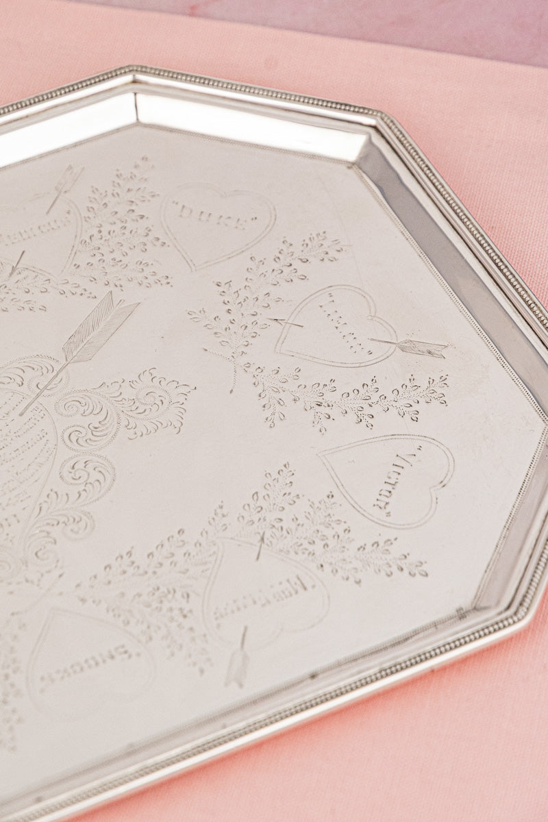 1911 Silverplate Marriage Heart Tray
