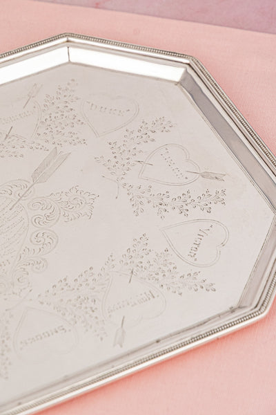 1911 Silverplate Marriage Heart Tray