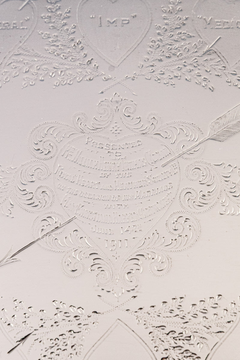 1911 Silverplate Marriage Heart Tray