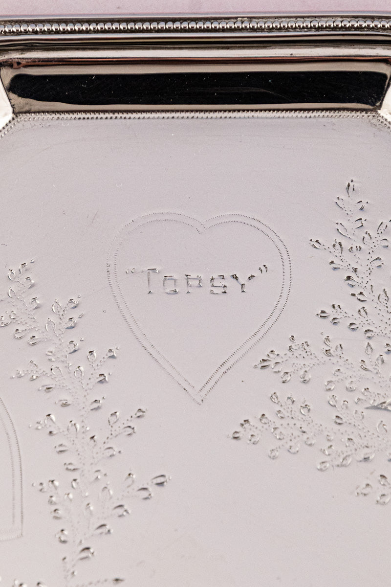 1911 Silverplate Marriage Heart Tray