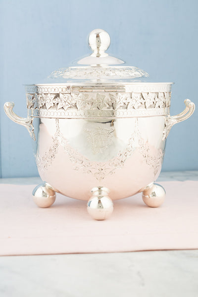 Antique Silverplate Ice Bucket with Lid