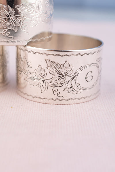 Antique Silverplate Napkin Rings in Presentation Box - Set of 6