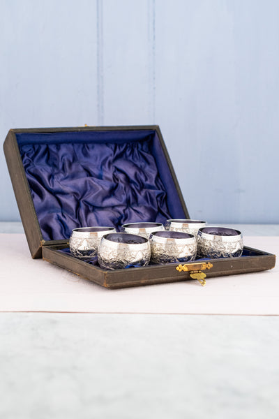 Antique Silverplate Napkin Rings in Presentation Box - Set of 6