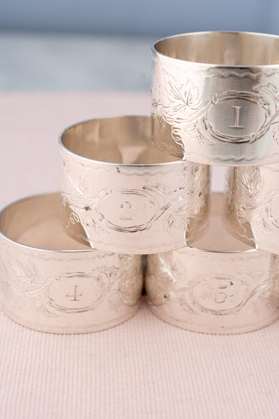 Antique Silverplate Napkin Rings in Presentation Box - Set of 6