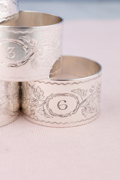 Antique Silverplate Napkin Rings in Presentation Box - Set of 6