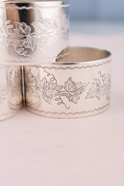 Antique Silverplate Napkin Rings in Presentation Box - Set of 6