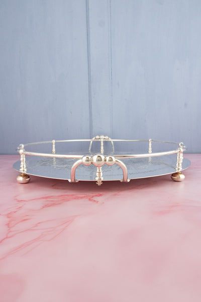 Antique Silverplate Oval Gallery Tray
