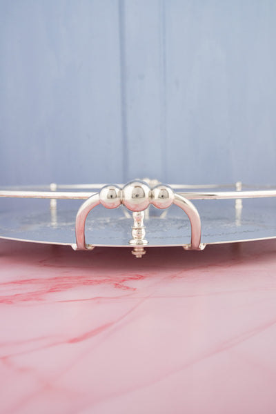 Antique Silverplate Oval Gallery Tray