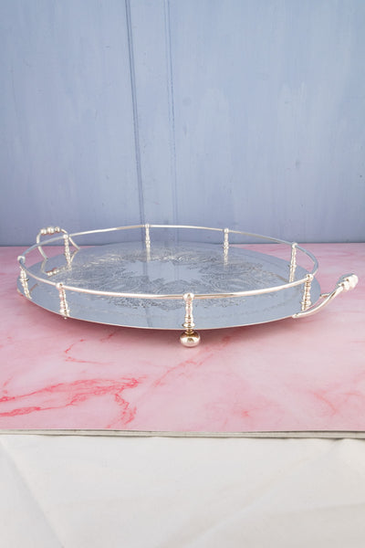 Antique Silverplate Oval Gallery Tray