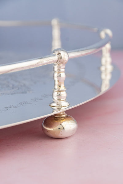 Antique Silverplate Oval Gallery Tray