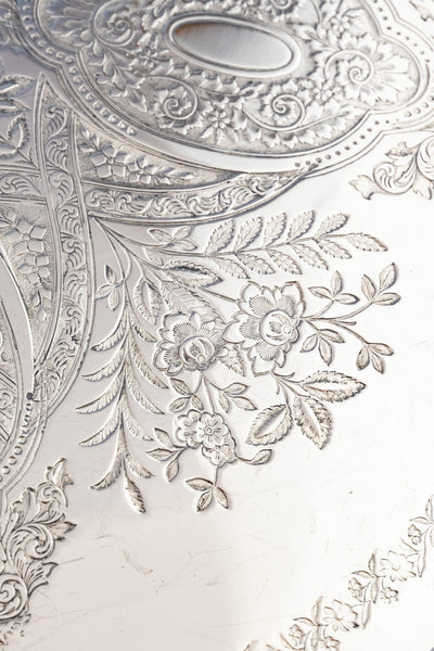 Antique Silverplate Oval Gallery Tray