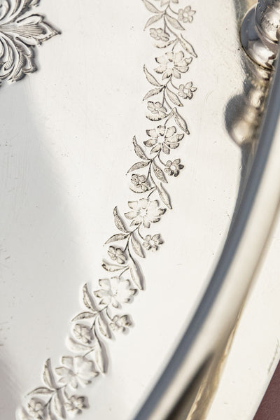 Antique Silverplate Oval Gallery Tray