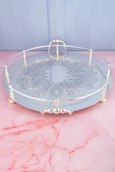 Antique Silverplate Oval Gallery Tray
