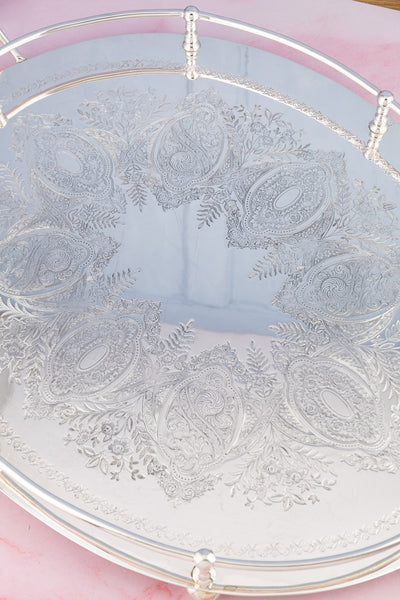 Antique Silverplate Oval Gallery Tray