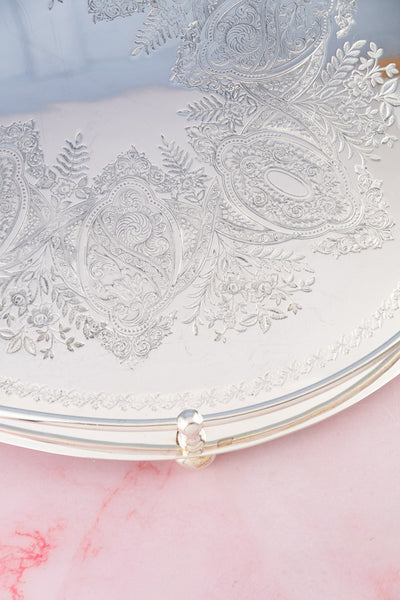 Antique Silverplate Oval Gallery Tray
