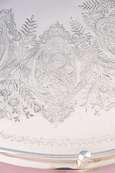 Antique Silverplate Oval Gallery Tray