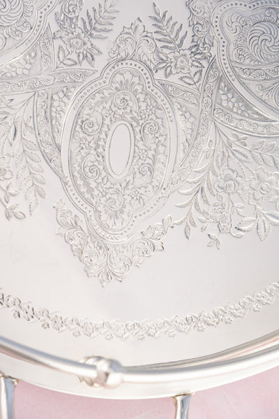 Antique Silverplate Oval Gallery Tray
