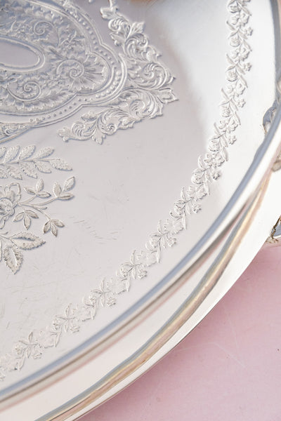 Antique Silverplate Oval Gallery Tray