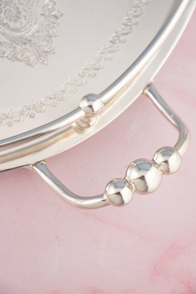 Antique Silverplate Oval Gallery Tray