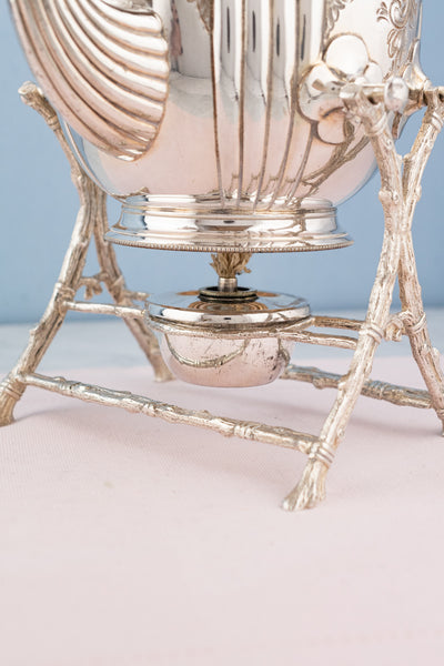 Victorian Silverplate Tipping Teapot on Warming Burner
