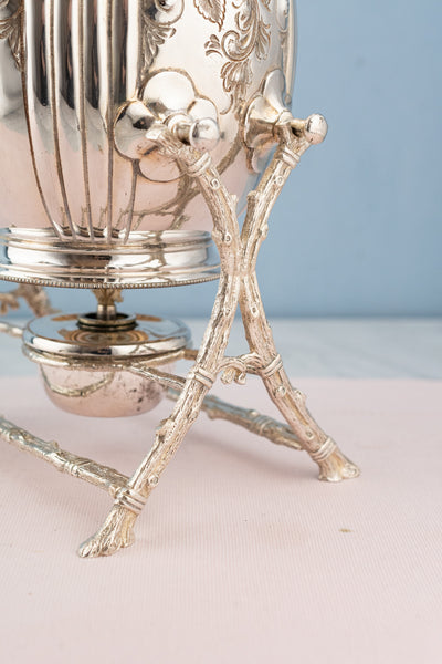 Victorian Silverplate Tipping Teapot on Warming Burner