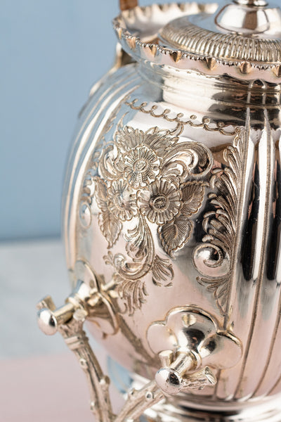 Victorian Silverplate Tipping Teapot on Warming Burner