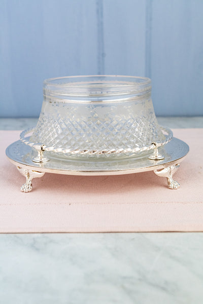 Antique Silverplate & Cut Crystal Dish