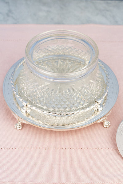 Antique Silverplate & Cut Crystal Dish