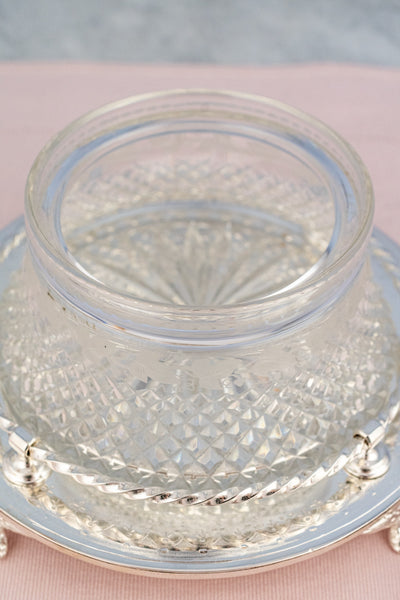 Antique Silverplate & Cut Crystal Dish