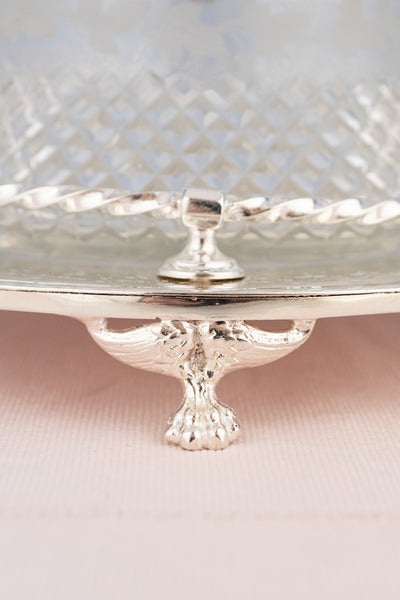 Antique Silverplate & Cut Crystal Dish