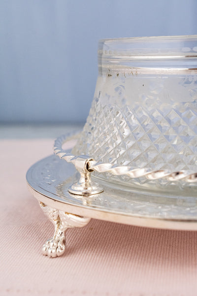 Antique Silverplate & Cut Crystal Dish