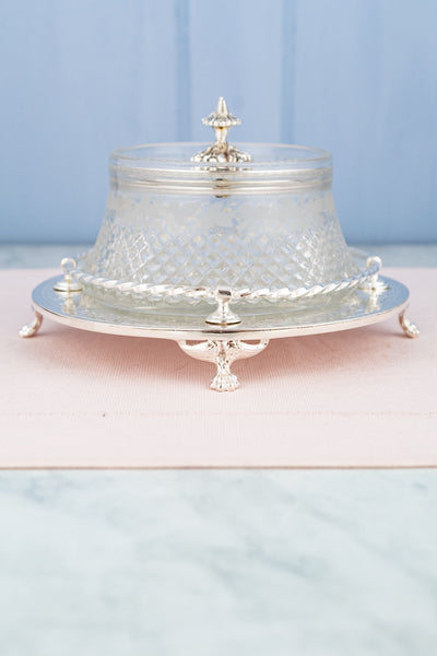 Antique Silverplate & Cut Crystal Dish