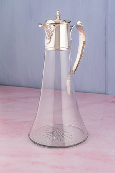 Antique Silverplate & Glass Claret Jug