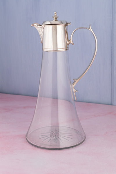 Antique Silverplate & Glass Claret Jug